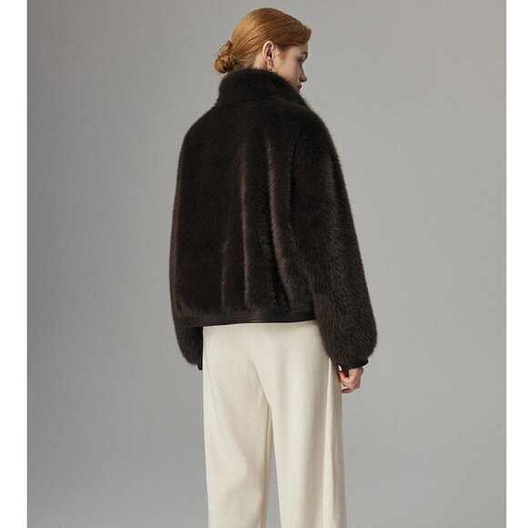 ETHICALLY CHIC! Faux Fur Biker Style Coat - Picture 5 of 6